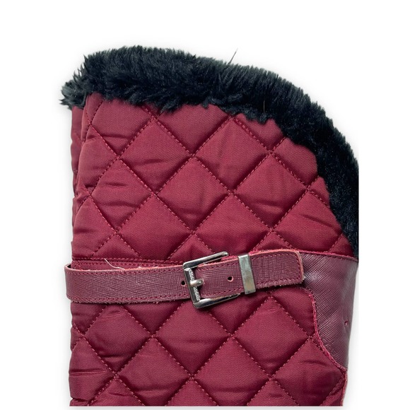 Michael Kors Red Fulton Quilted Rain Snow Boots, MK Burgundy Over The Knee Shoe - Picture 4 of 10